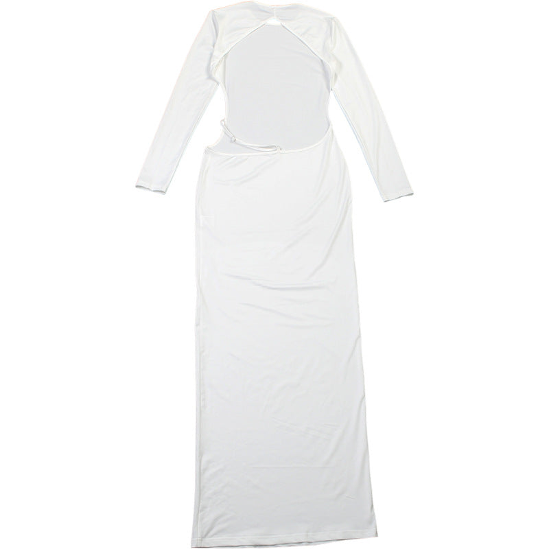 Backless Maxi Dress | Fall Long Sleeve Slim Fit Bodycon with Open Back | noémi