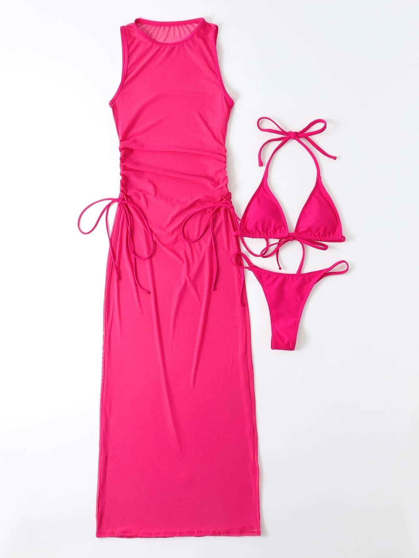 Bikini Set | 3 Piece Swimsuit with High Slit Skirt | Split Thong Bikini | noémi