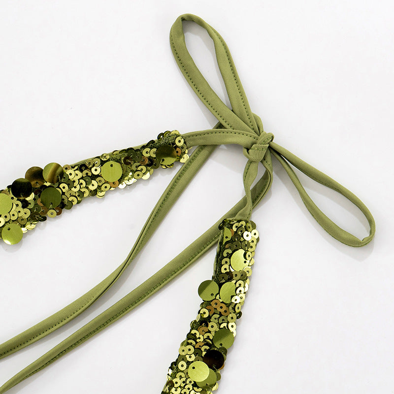 Halter Top | Sparkly Crop Top, Backless Tie Up | noémi