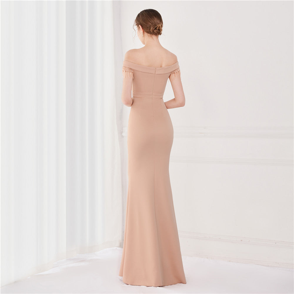 Off Shoulder Beaded Gown | Formal Long Dress | noémi