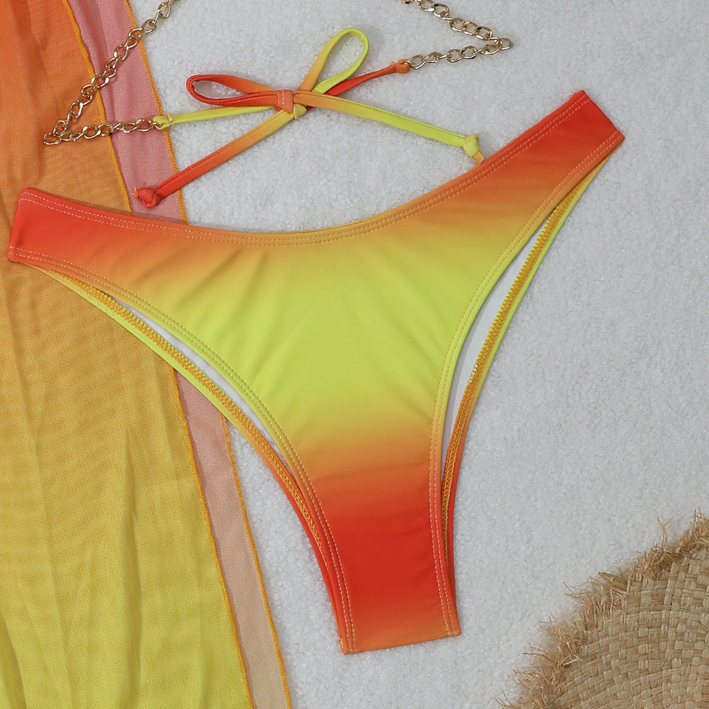 Gradient Mesh Maxi Dress & Drawstring Banded Bikini | 3 Piece Beach Glam Set | noémi