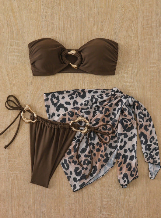 Womens Split Three Piece Swimsuit Beach Bikini Set | noémi