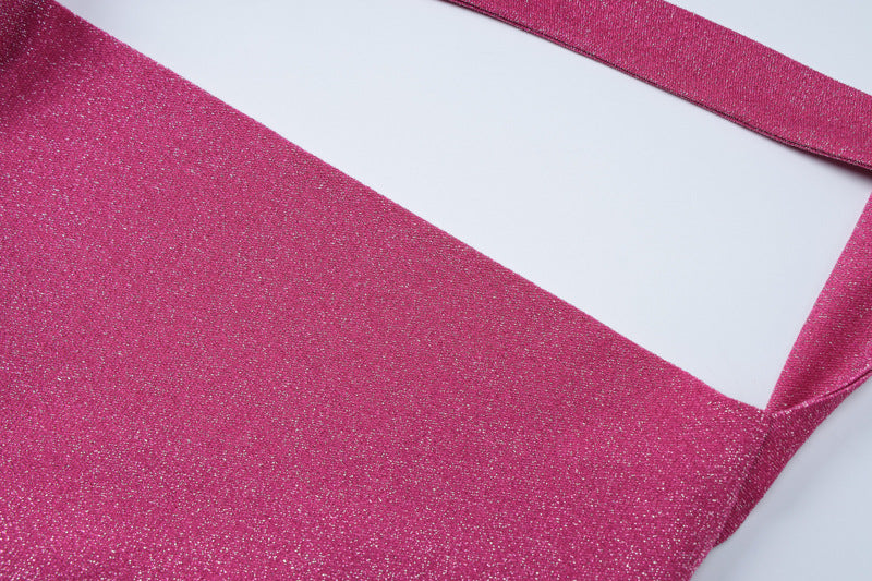 Bright Silk Halter Dress with Side Split and Sheath Fit | noémi