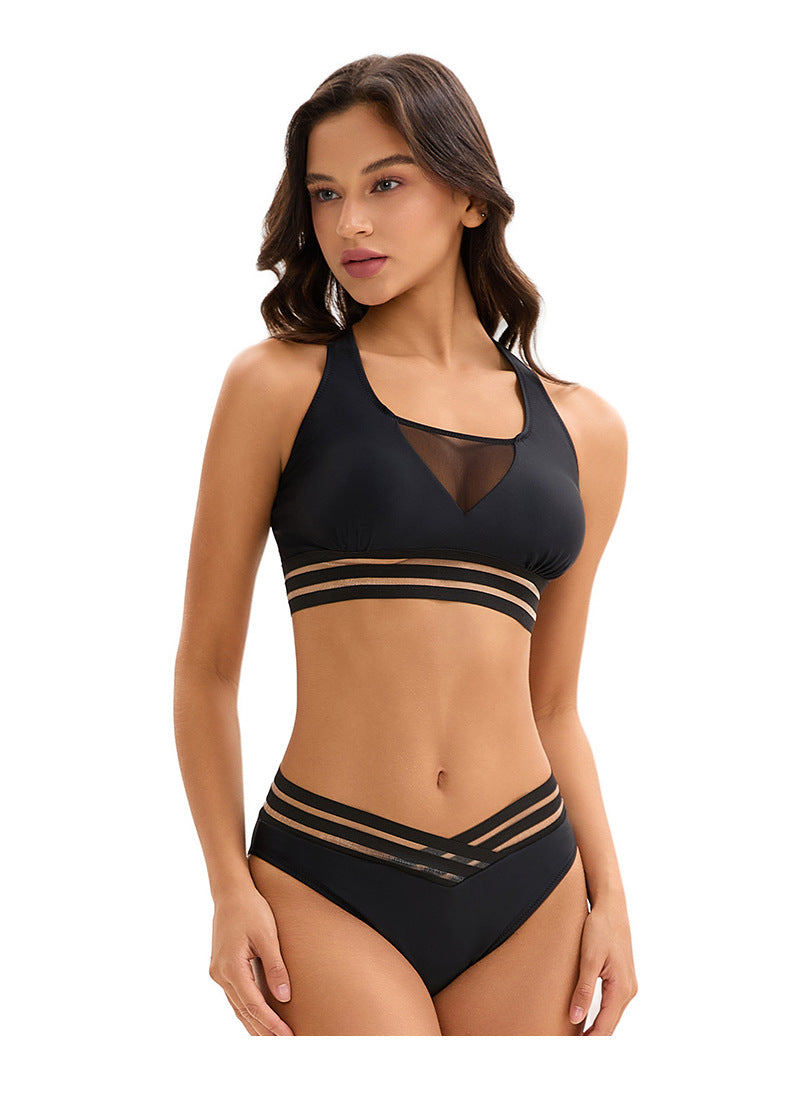 Backless Triangle Ribbon Split Bikini Swimsuit for Women | noémi