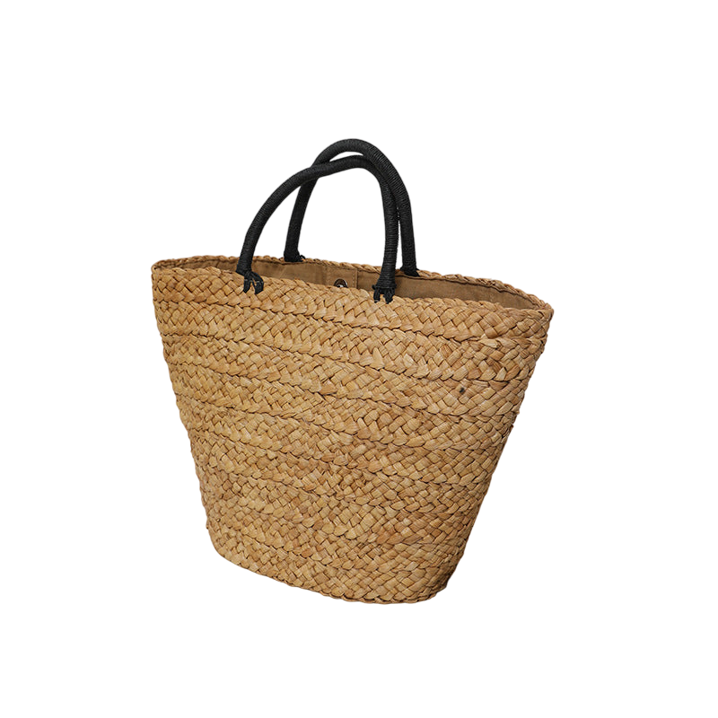 Large-Capacity Straw Shoulder Tote Bag – Hand-Woven Coffee Brown | noémi