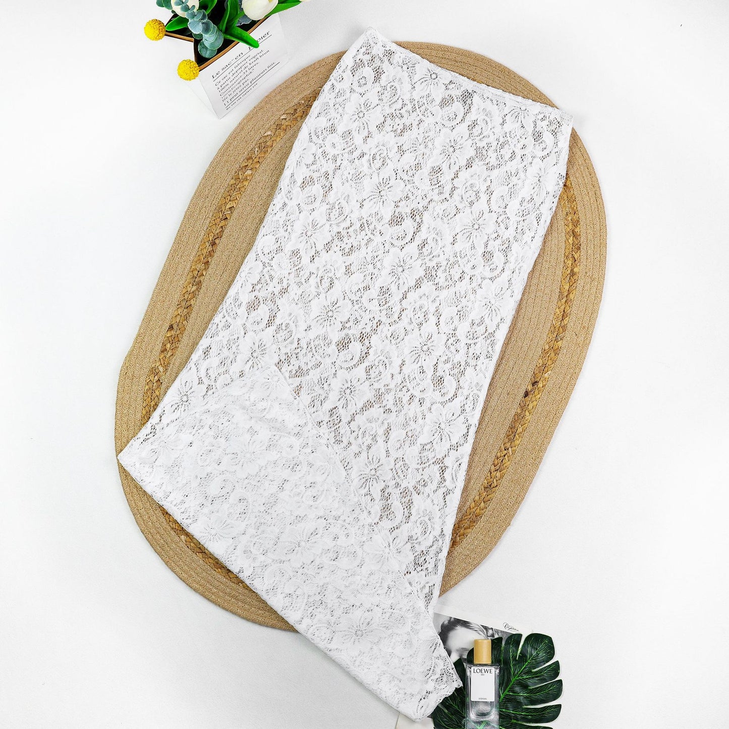 Tube Top Metal Buckle Bikini with Lace Maxi Dress Three Piece Set for Women | noémi