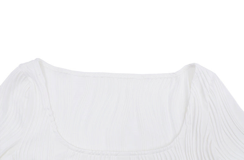 White Fitted Ribbed Knit Top | Womens Long Sleeve Sweater | noémi