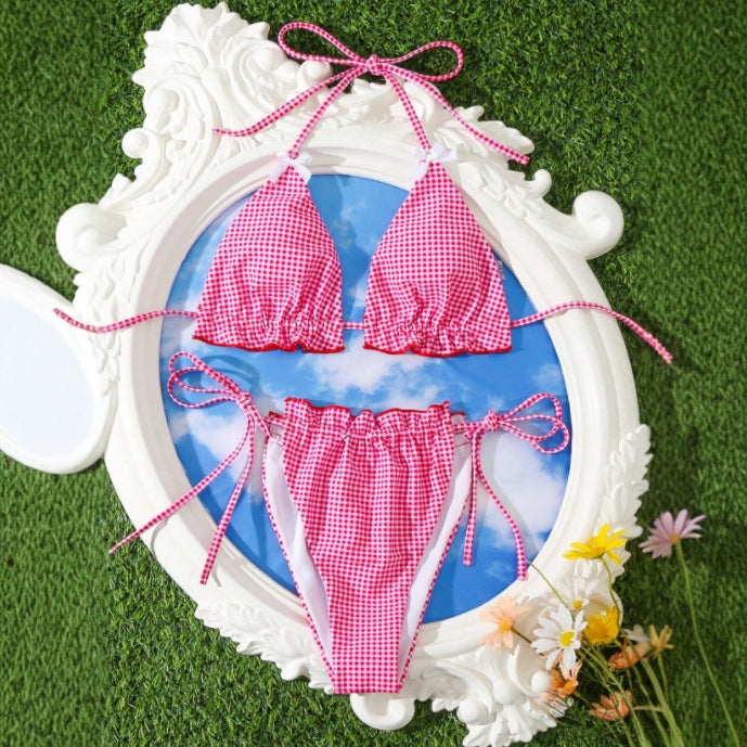 Floral Plaid Bow Bikini Set for Women | Two Piece Swimsuit | noémi