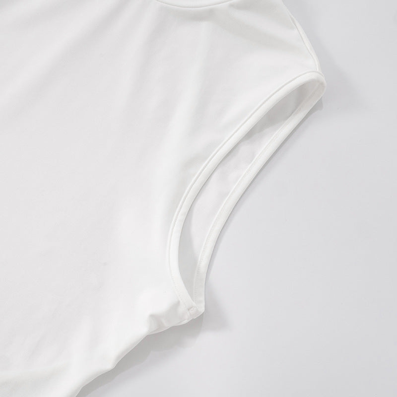 Backless Turtleneck Sleeveless Top | White Summer Halter Style | noémi
