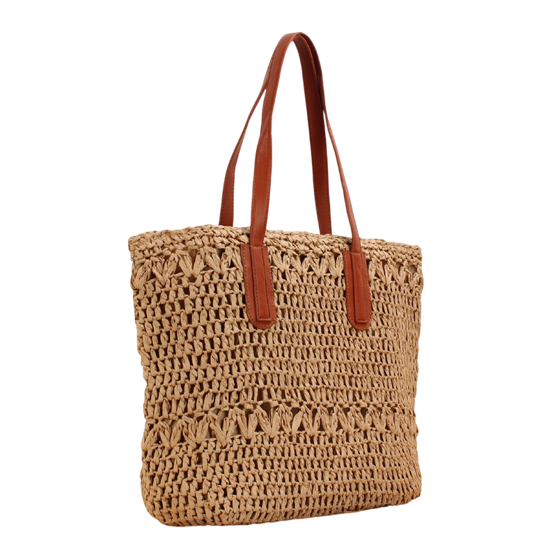 Natural Hollow‑Out Woven Straw Shoulder Bag – Beach‑Ready Tote | noémi