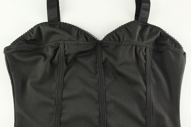 Summer Black Fishtail Dress | Slim Fit, Large Skirt & Adjustable Sling | noémi