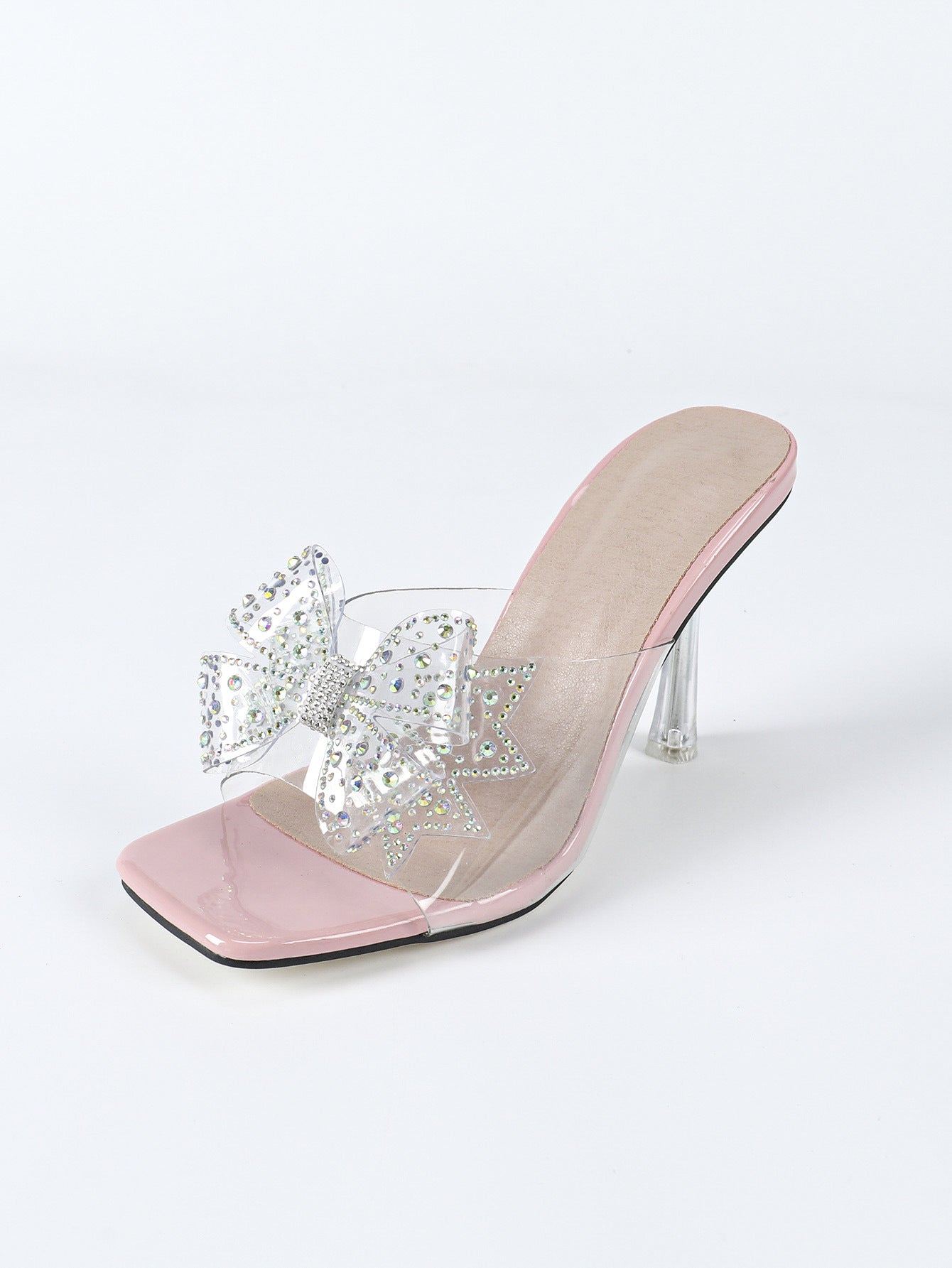Transparent Crystal Bow Heels | 9cm Square Toe Stiletto | noémi