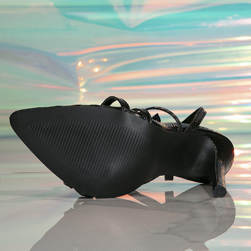 Rhinestone Buckle High Heels | Pointed Toe Open Sandals, Jeweled Stiletto Heels | noémi