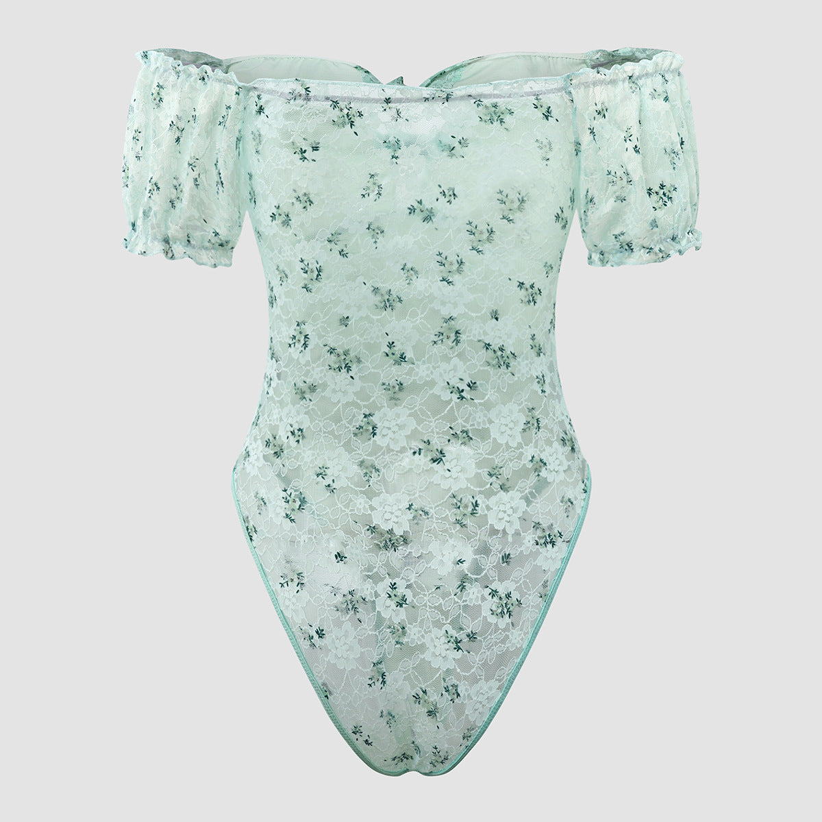 Floral Lace Puff Sleeve Tube Top Jumpsuit | Womens One Piece | noémi