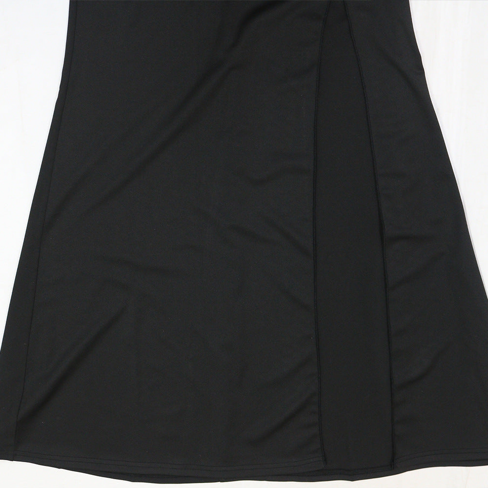 Mesh Long Sleeve Patchwork Dress | Slim Fit, Waist Enhancing, High Slit Formal Gown for Women | noémi