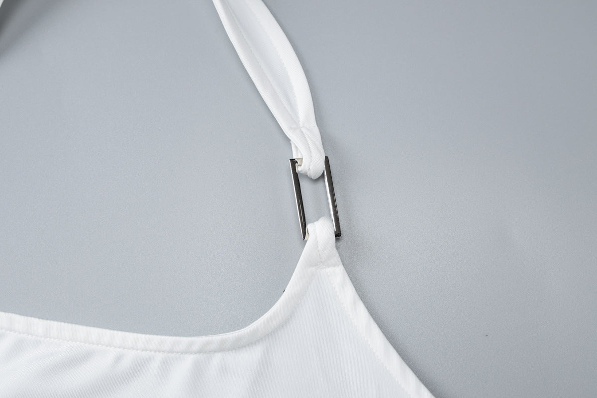 White Halter Top | Sleeveless Crop with Side Cut Out Openings | noémi