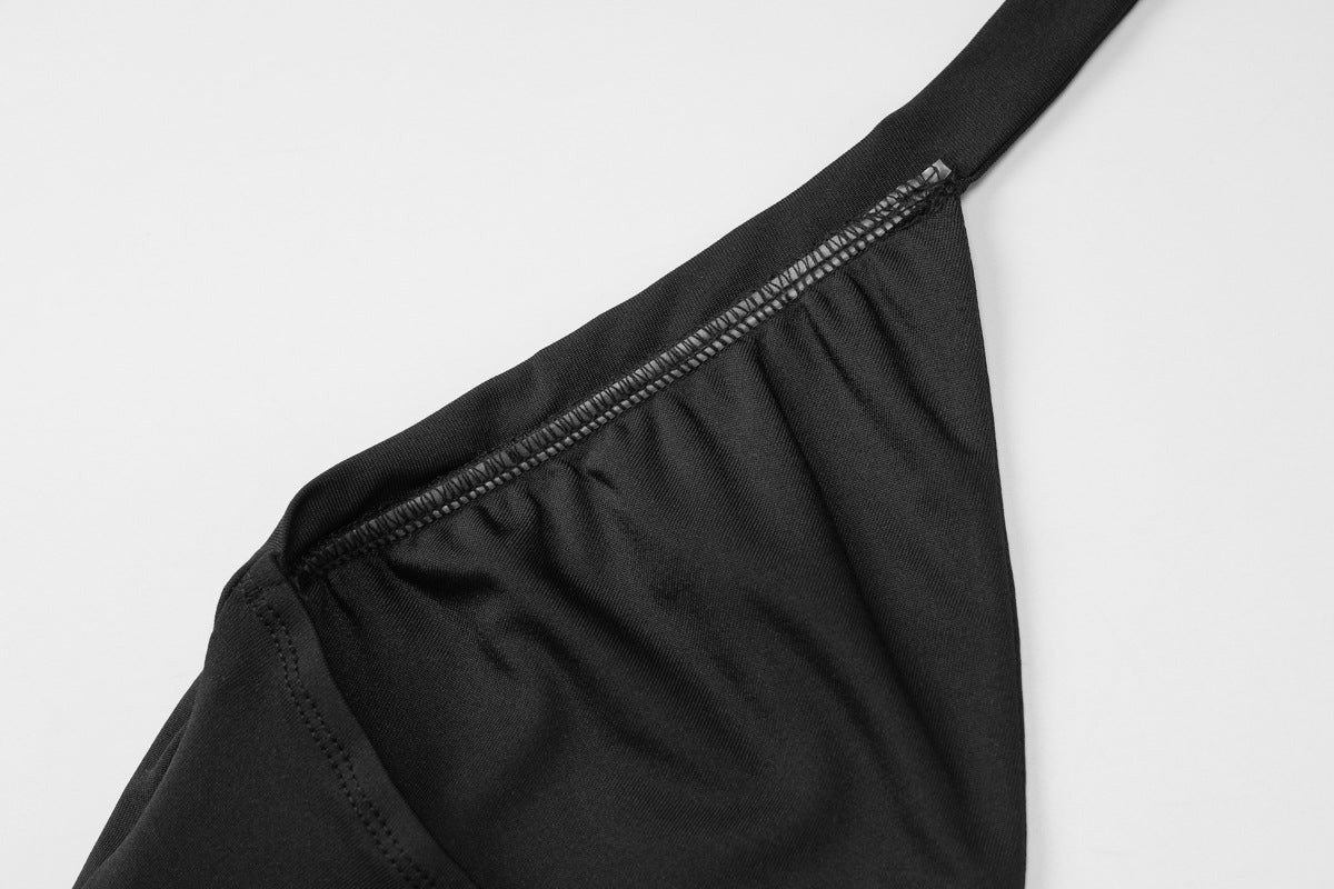 Deep V Plunge Halter Strap Bare Back Bodycon Dress | noémi