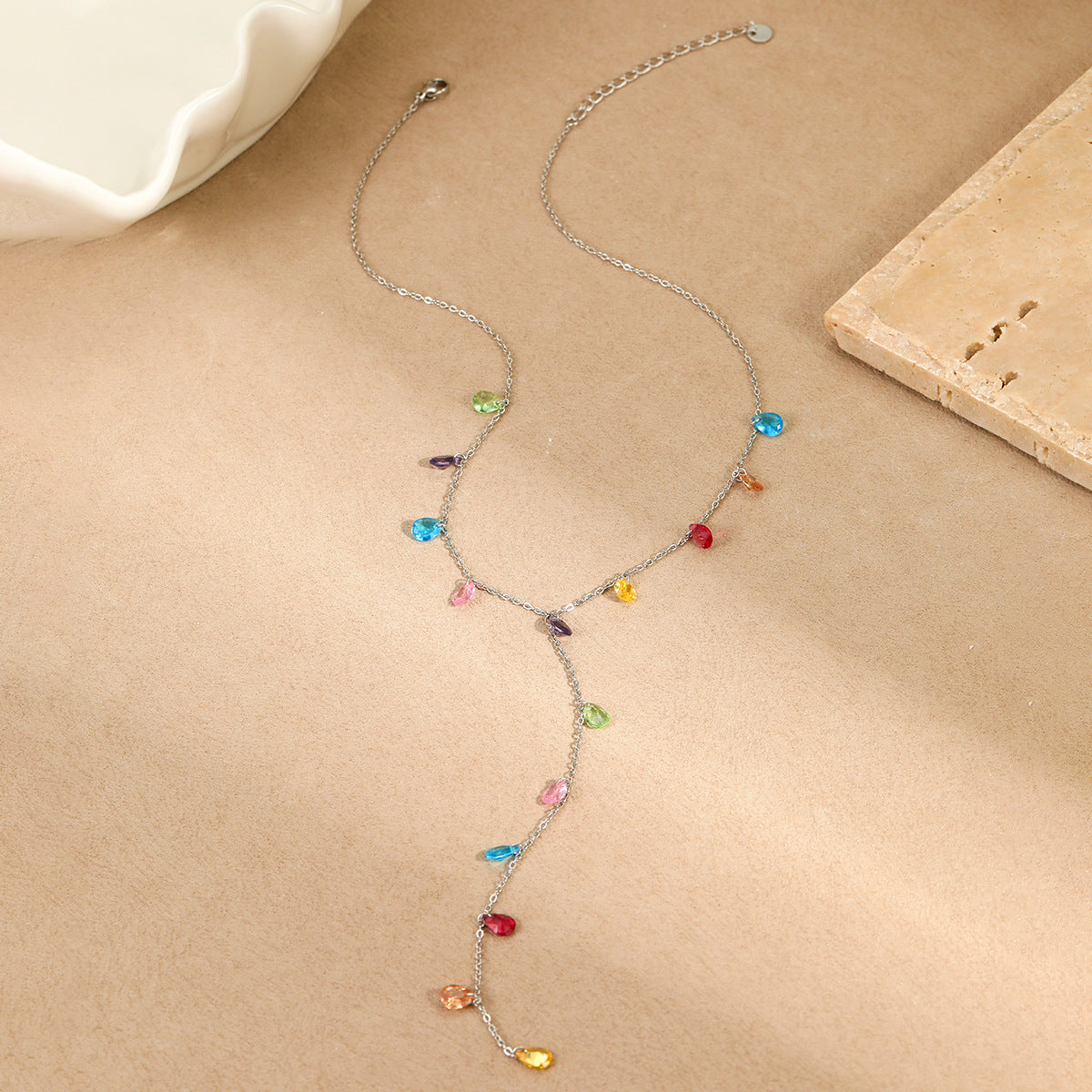 Tassel Y Necklace for Women | 18K Gold Plated, Waterproof Stainless Steel, Dainty Layered Jewelry | noémi
