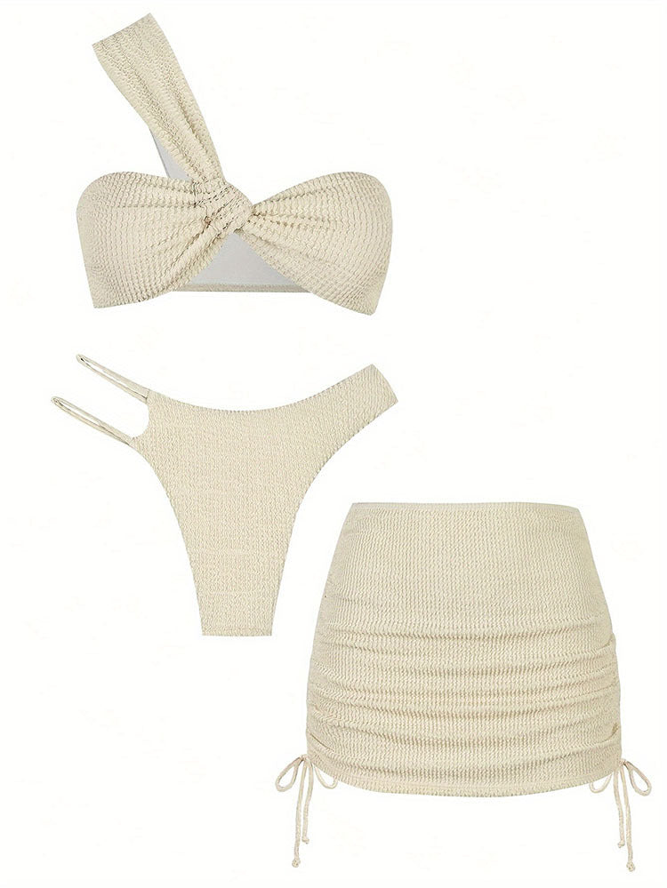 Knit Bikini Set | Two Piece Asymmetrical Top & High Cut Bottoms | noémi