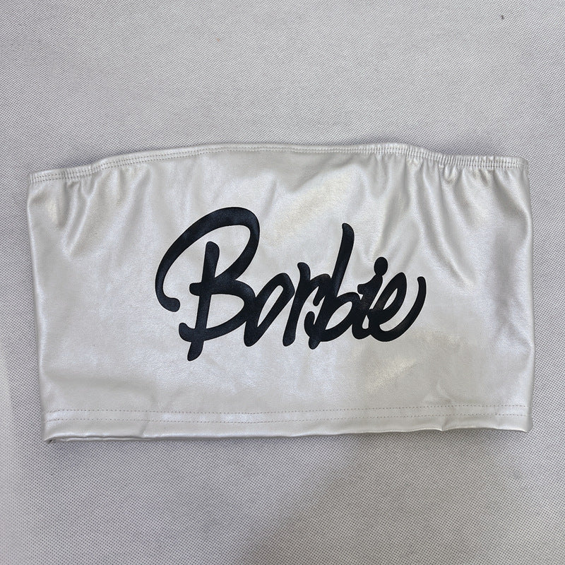 Womens Printed Faux Leather Bandeau Top | Off Shoulder Strapless Vest | noémi