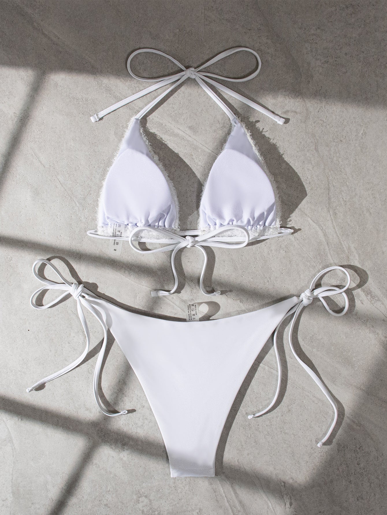 Plush Bandage Solid Color Two Piece Swimwear Set for Women | noémi