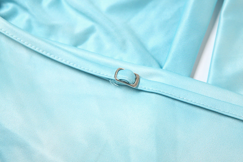 Womens Halter Swing Collar Top | Hollow Out Cutout with Shell Metal Buckle | noémi