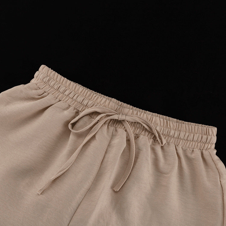 Ruffle V Neck Two Piece Set | Lace Up Blouse & Wide Leg Pants | noémi