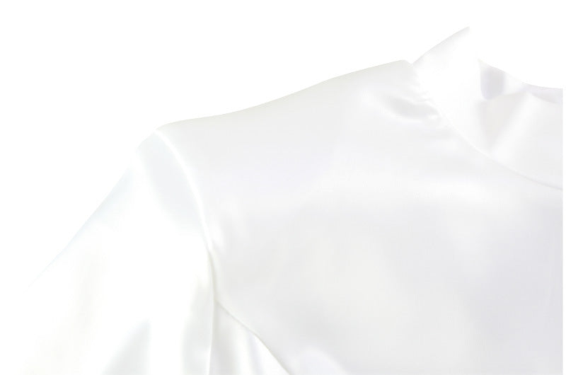 Slim Fit Satin Mini Dress | Cape Sleeve | noémi