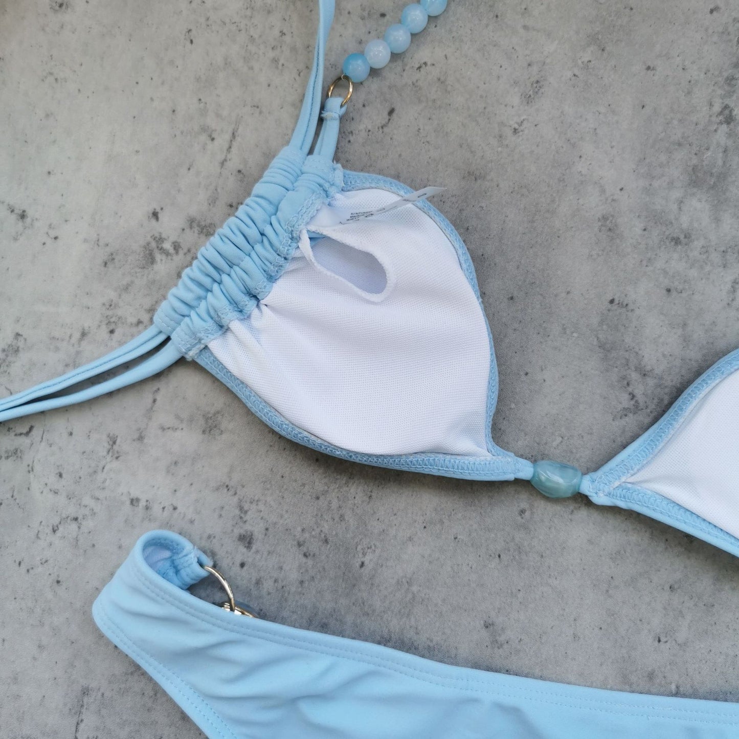 Three Strap Low Waist Backless Split Bikini in Solid Color for Women | noémi