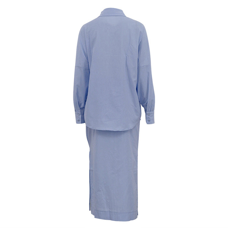 Womens Cotton Split Skirt & Collared Cardigan Two Piece | noémi