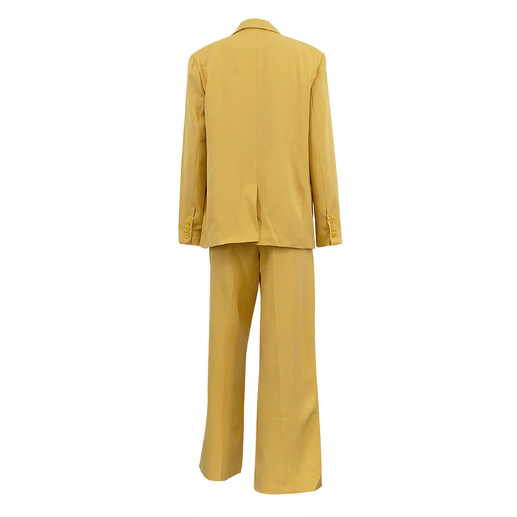 Long Sleeve Collared Baggy Coat & High Waist Wide Leg Pants Two Piece Set | noémi