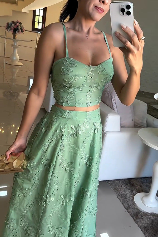 Lace Two Piece Set | Suspender Crop Top & Flowing Skirt | noémi