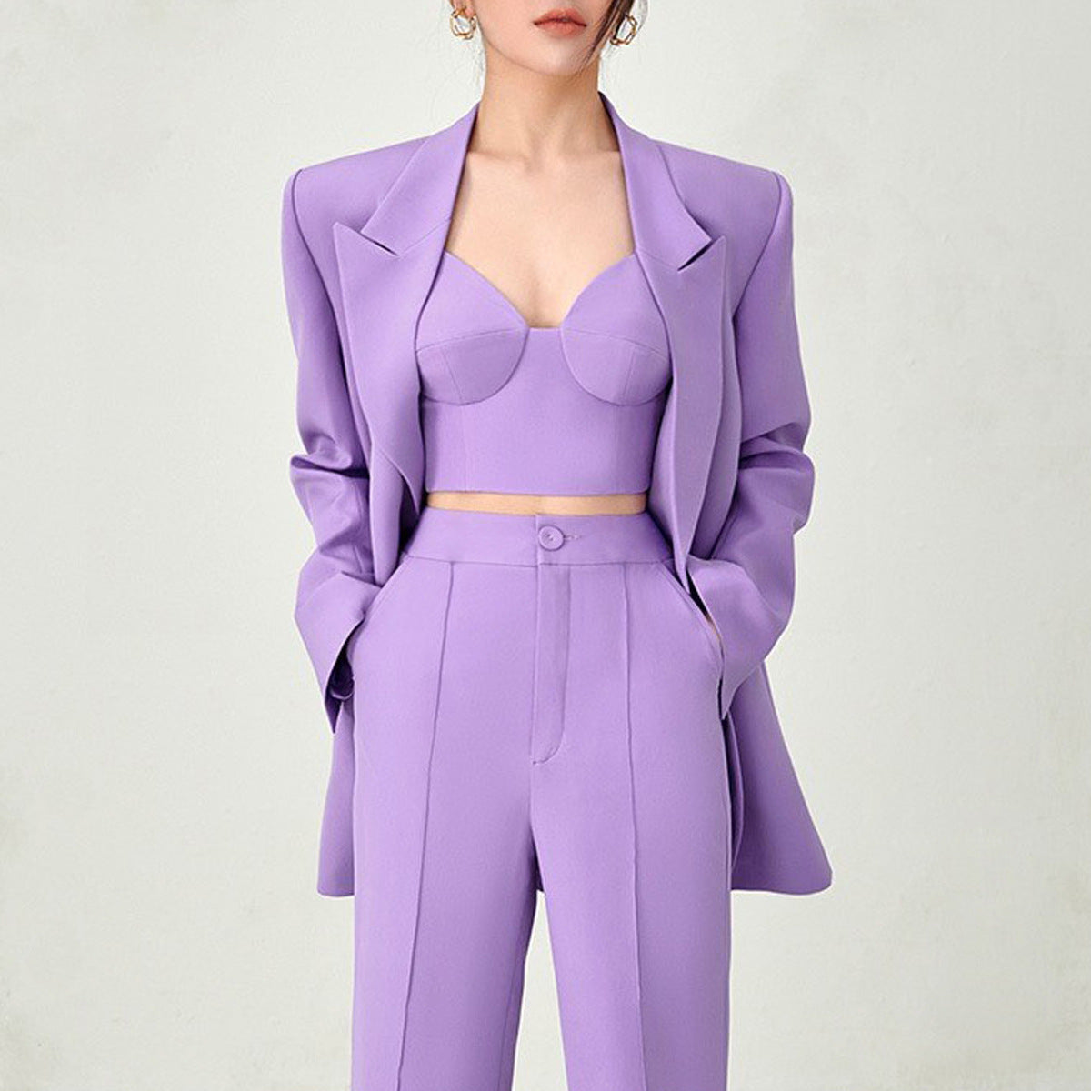 Three Piece Womens Blazer Suit Set | Blazer Vest Trousers | noémi