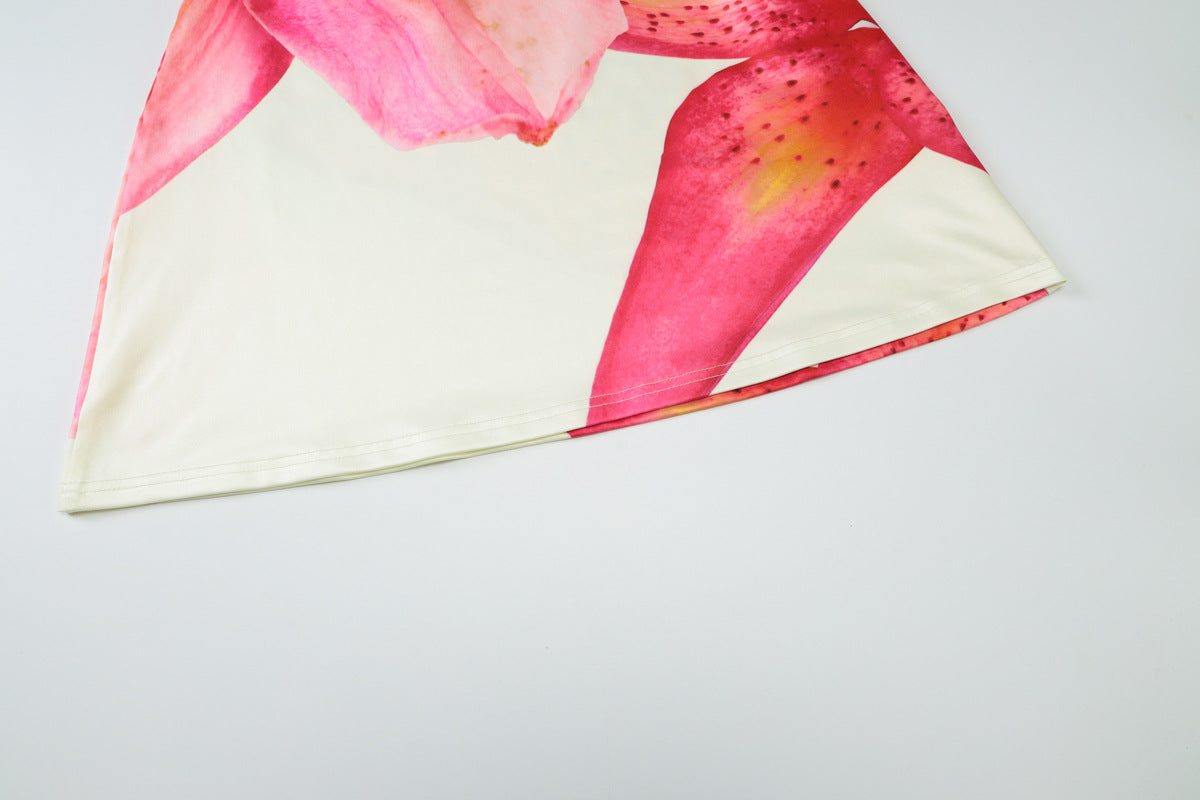 One Shoulder Summer Dress | Swing Fit, Crossbody Detail, Bold Print | noémi