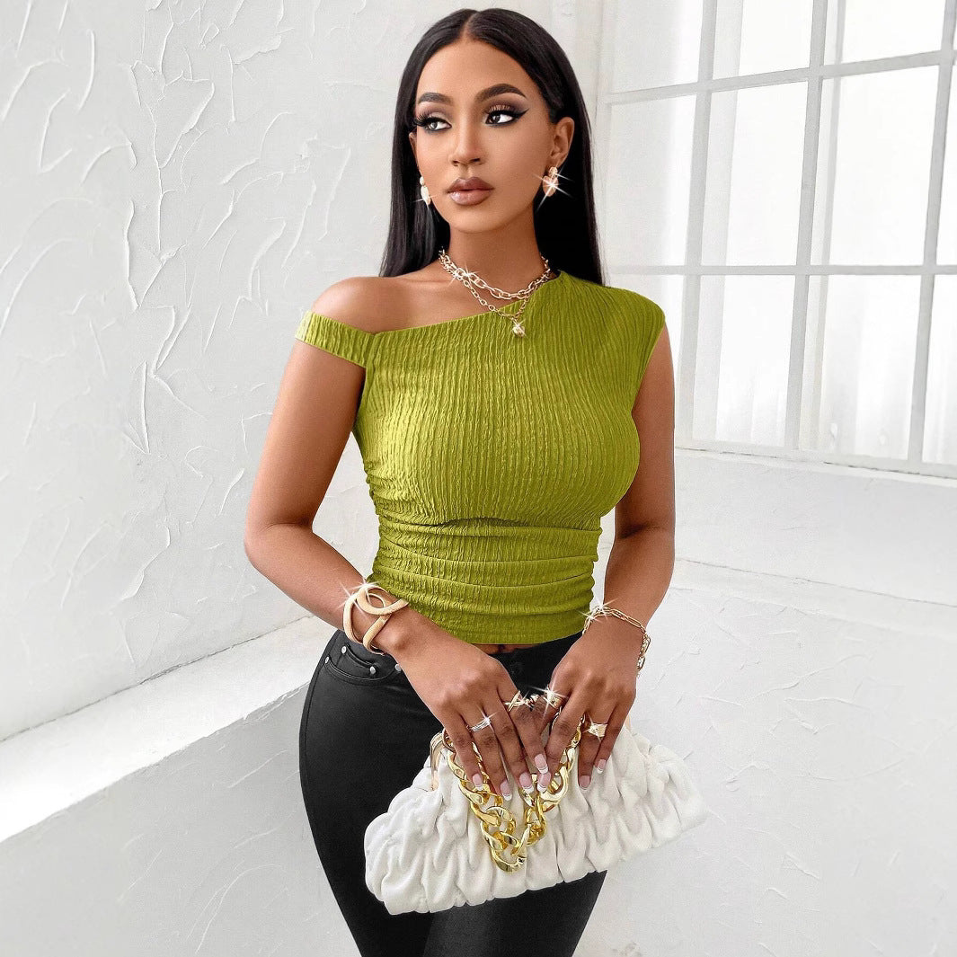 Women's Asymmetric Collar Off Shoulder Peplum Top | noémi