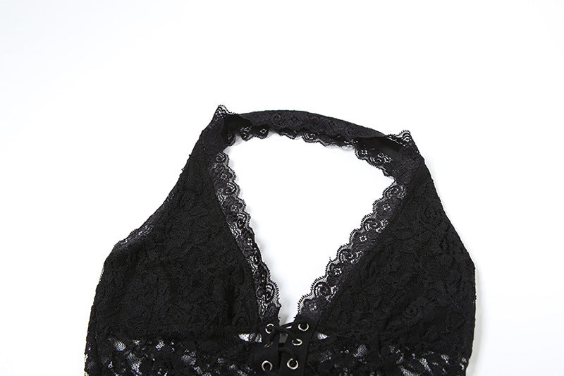 Women’s Lace Crop Top | V Neck See Through Sleeveless Blouse | noémi