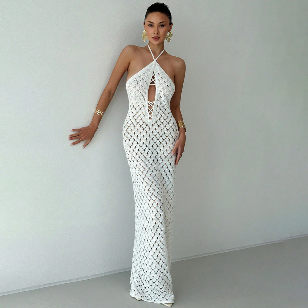 Summer Crochet Maxi Dress | Knit CoverUp with Cutout Detail | noémi