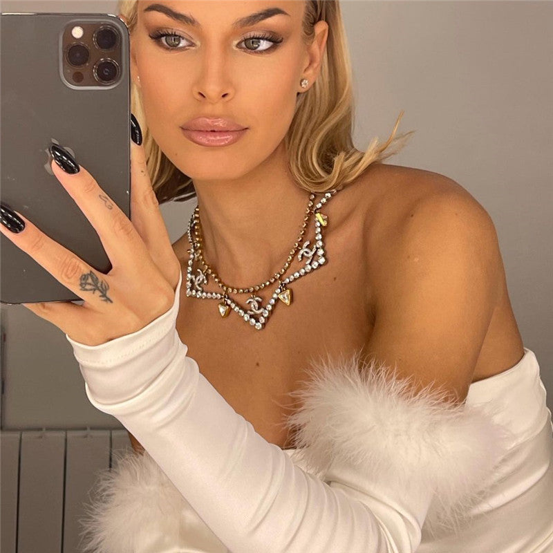 White Furry Tube Dress | Off Shoulder Mini with Gloves | noémi