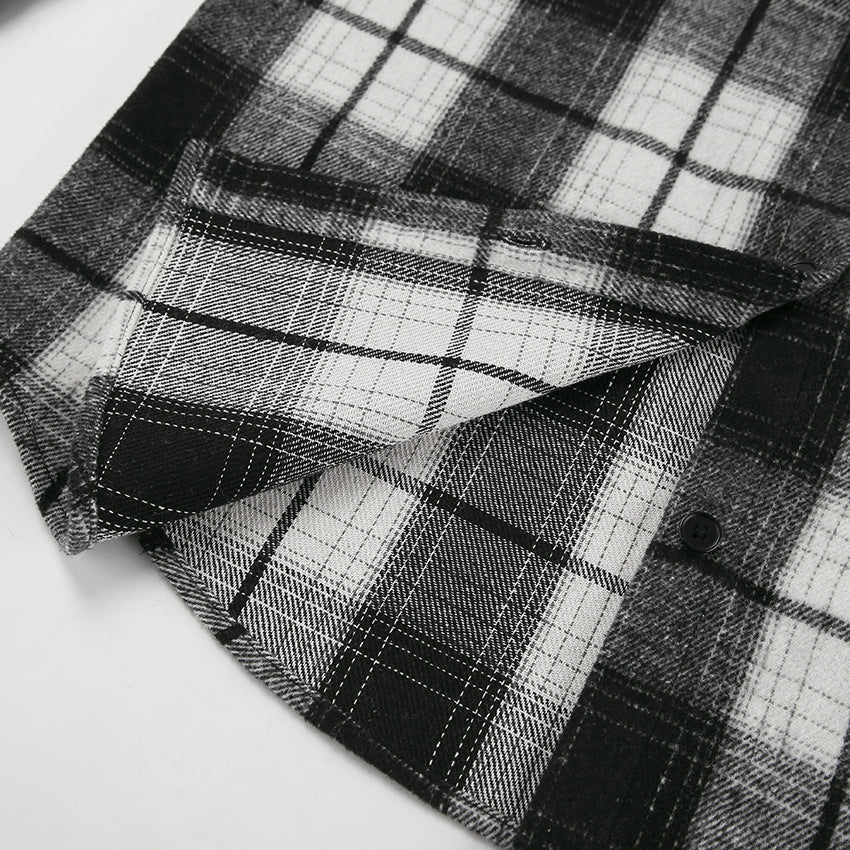 Retro Classic Plaid Shirt | Black White Checkered Long Sleeve Top for Women | noémi