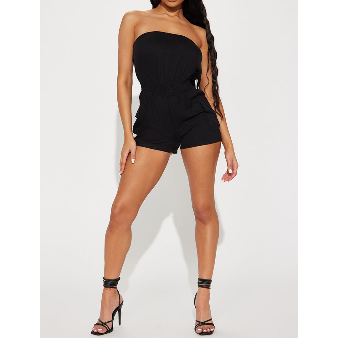 Women’s Strapless Utility Romper | Jumpsuit with Cargo Pockets | noémi