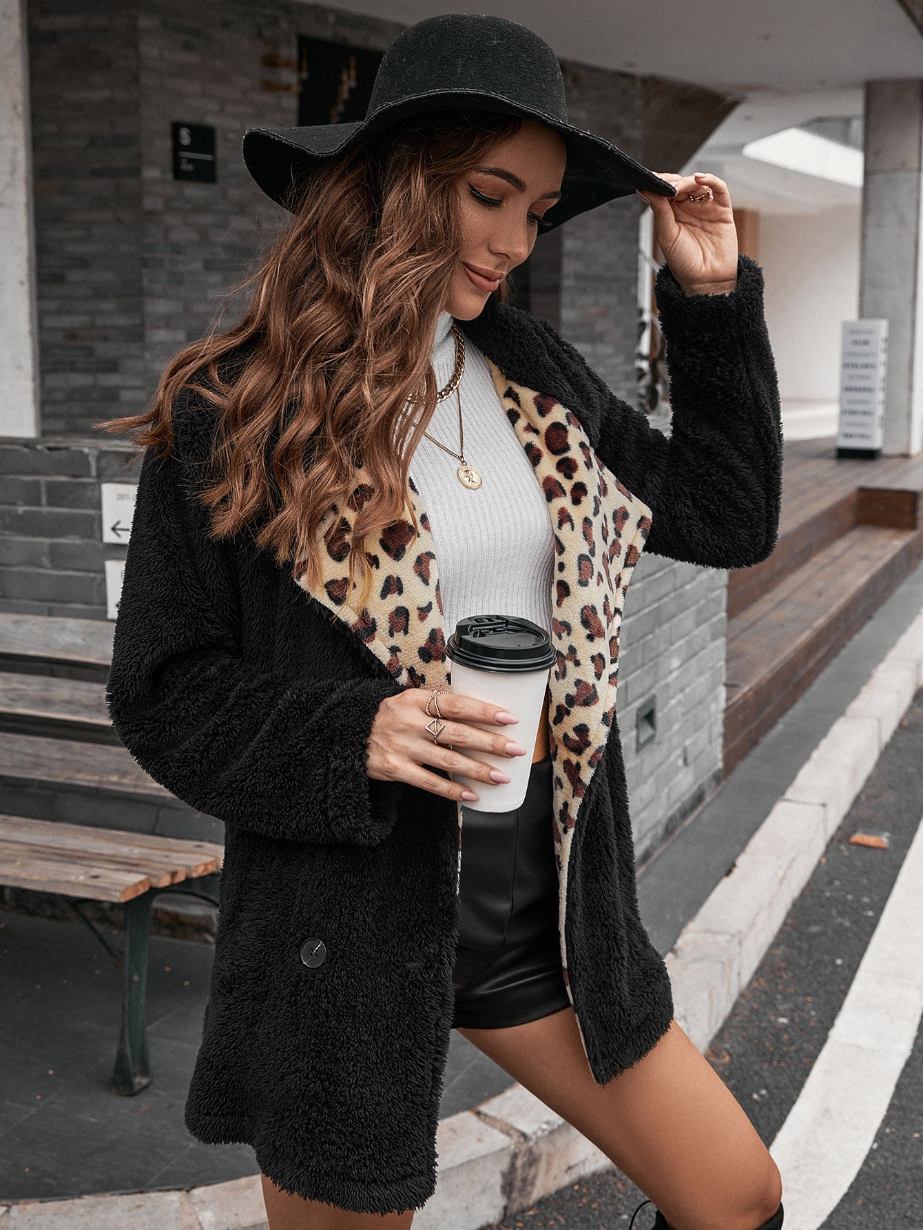 Leopard Print Fur Cardigan | Lambswool Trench Coat for Women | noémi