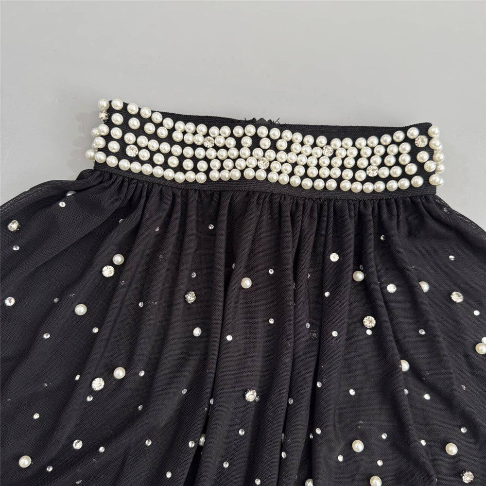 Black Pearl Cape Gown | Strapless Fitted Maxi Dress with Detachable Sheer Overlay | noémi