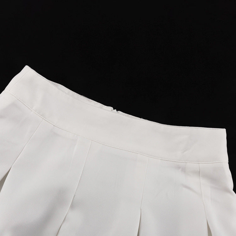 White Halter Crop Top & Pleated Maxi Skirt | Two Piece Set, Backless, Tie Back | noémi