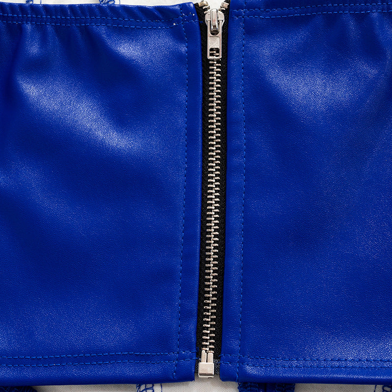 Womens Faux Leather Corset Top | Strapless Bustier, Zipper Back, Shaping Fit | noémi