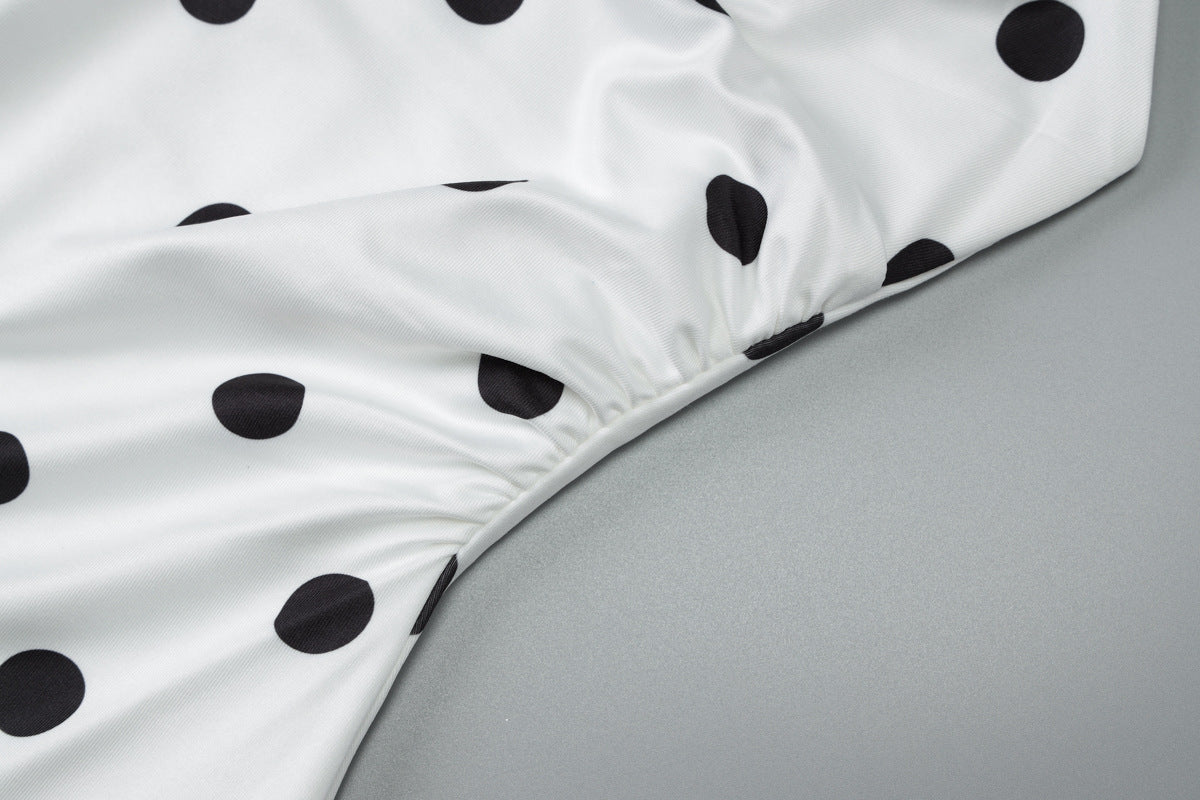 Women's Summer Halter Polka Dot Dress | Backless, Ribbon Tie, Elegant Midi | noémi