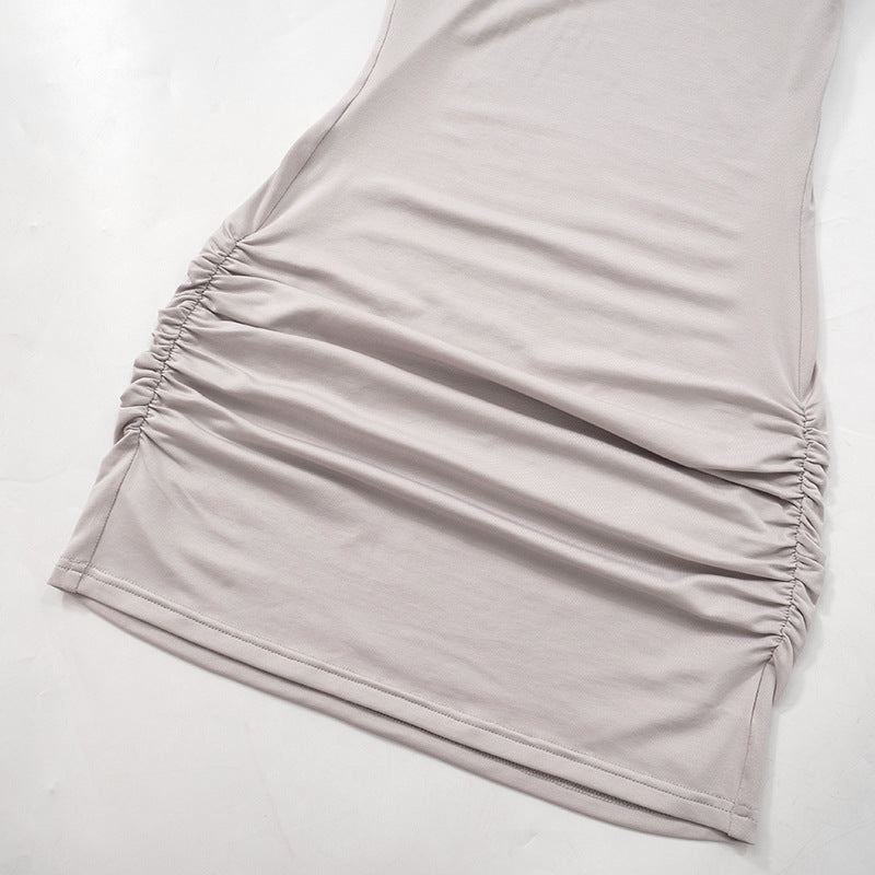 Women Long Sleeve Hooded Pleated Dress with High Waist and Hip Detail | noémi