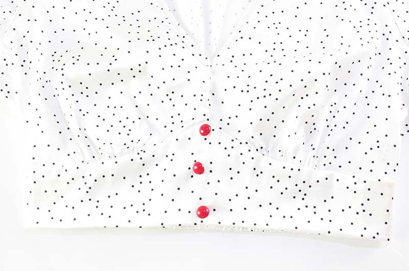 Polka Dot Satin Fishtail Skirt & V Neck Short Top Two Piece Set | noémi
