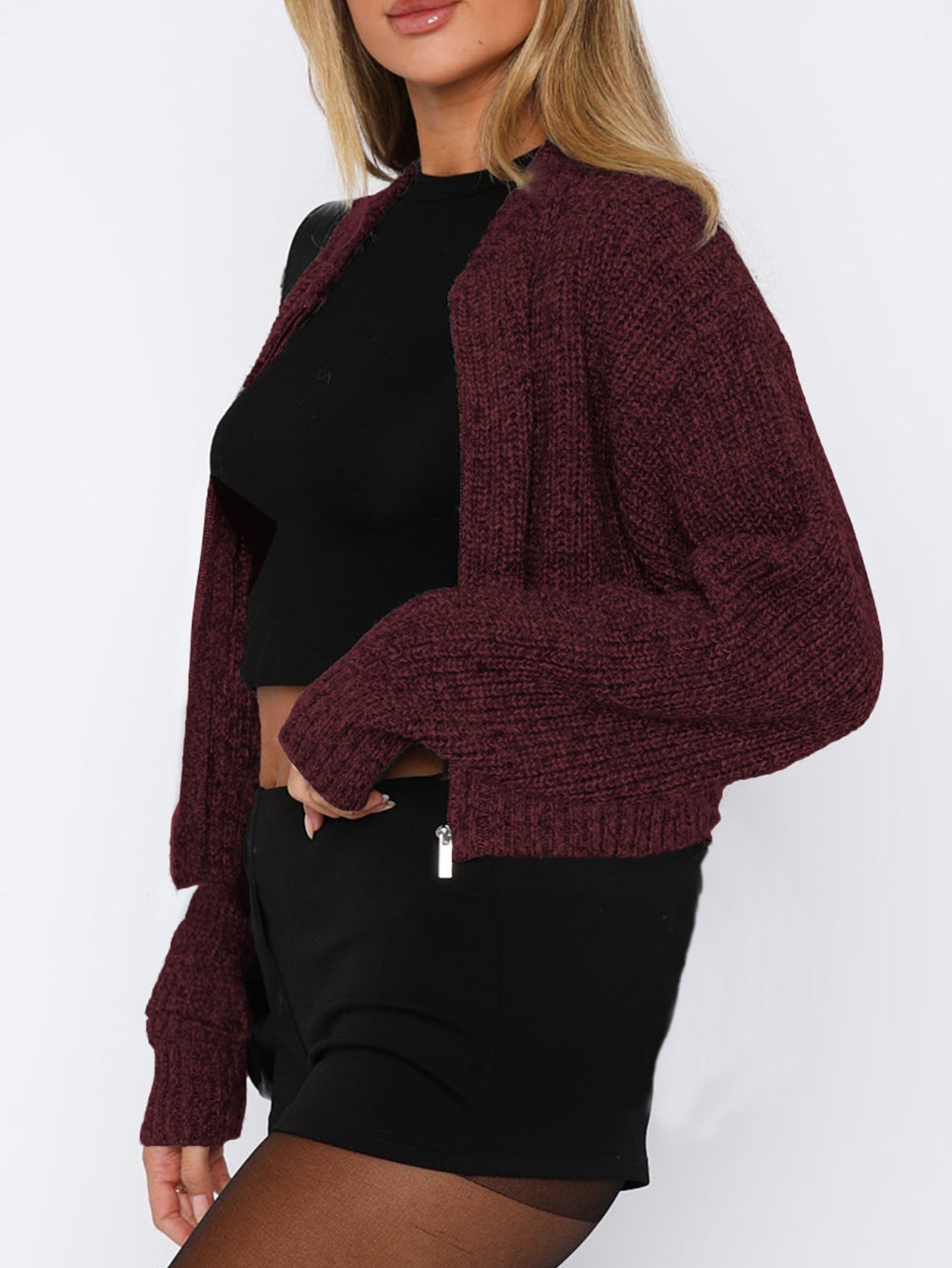 Womens Cozy Zip Up Knit Sweater | Long Sleeve Wool Blend Cardigan | noémi