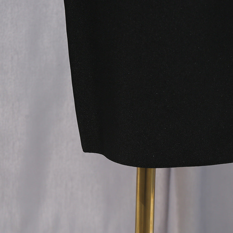 Womens Black Tube Dress with Side Slit and Sheer V Neck Detail | noémi