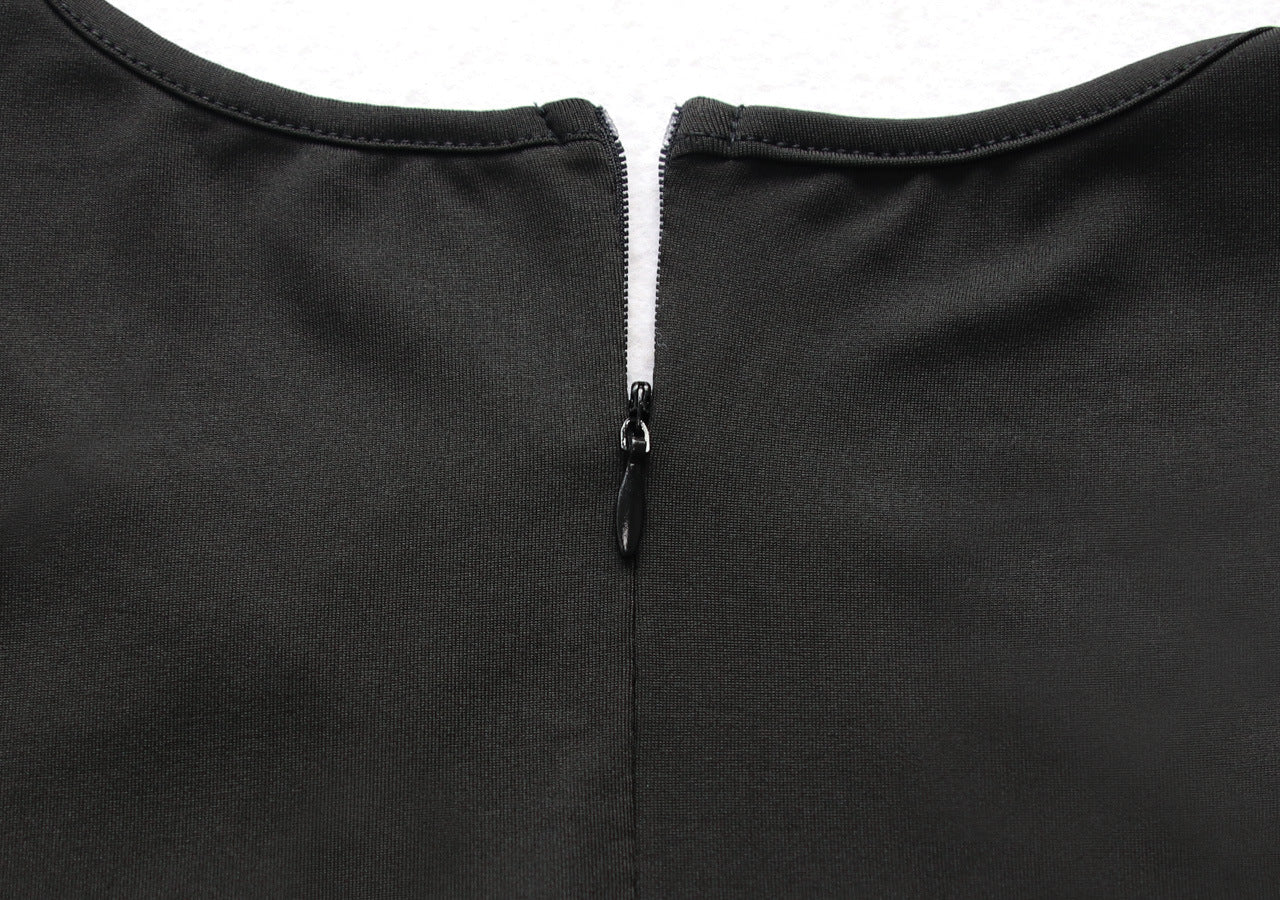 Pleated V Neck Dress with Fitted Waist and Long Sleeves | noémi